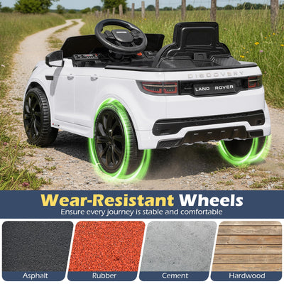 Costzon Ride on Car, Licensed Land Rover Discovery Sport Electric Vehicle, 12V Kids Car with Parent Remote Control, Music, Horn, Song, Gift for Aged 3+ (White, 38” x 24” x 17”(L x W x H))
