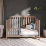 Dream On Me Odelle 5-in-1 Convertible Full-Size Baby Crib in Almond Butter, GreenGuard Gold & BSA Converts to Toddler, Day & Full-Size Bed, Sustainable Pinewood, 3 Mattress Heights