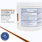 Vitamin A & D Ointment 15 Oz Jar, Skin Protectant for Diaper Rash, Cuts, Burns, Abrasions, Wounds and Scrapes