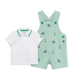 Little Me Clothes for Baby Boys' Golf Shortall Set, Green, 9 Months