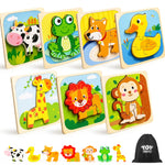 TOY Life Toddler Puzzles Ages 2-4, Wooden Puzzles for Toddlers 1-3, 7 Pcs Animals Puzzle 2 Year Old, Montessori Toddler Boys Girls Toys 2-3, Educational Gift Learning Toys for 2 Year Old