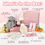 Totiro Newborn Baby Girl Gift, 9 Pcs Baby Gifts for Girls Newborn Essentials, New Baby Girl Gift Basket Baby Shower Gender Reveal Gifts, New Mom Gift Swaddle Blanket Bunny Rattle Gift Set