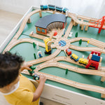 Melissa & Doug Wooden Railway Set, 130 Pieces