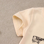 Toddler Baby Boys Girls Farm Shirt Cute Animals Graphic Short Sleeve T-Shirt Kids Funny Letter Print Summer Tee Tops(Apricot-1,4-5T(120))