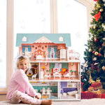 ROBUD Wooden Dollhouse for Kids Girls, Toy Gift for 3 4 5 6 Years Old, with Furniture