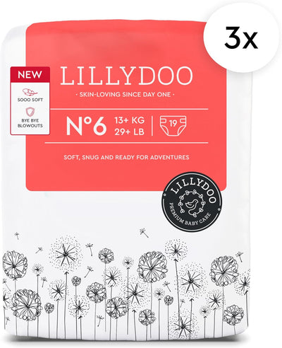 Baby Diapers - Size 6 (29+ lbs), Half-Monthly Supply (57 Count), Leak Protection, Skin-Friendly, Ultrasoft, Perfume- & Chlorine-Free, Hypoallergenic, dermatologically Tested, Oeko-TEX®