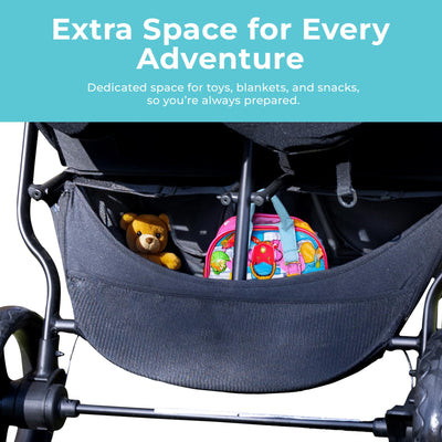 Gaggle by Foundations Roadster Duo Side by Side Double Stroller | Lightweight Compact Double Stroller for Toddlers | Easy to Fold & Maneuver | Amusement Park Approved | Black
