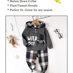 Kucnuzki Baby Toddler Boy Clothes 2T Boys Clothes Long Sleeve Letter Print Hoodies+Long Plaid Pants Cute Little Boy Clothes Fall Winter Boys Clothes 2T 3T