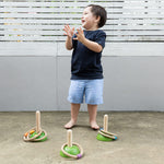 PlanToys® Meadow Ring Toss Wooden Montessori Coordination and Gross Motor Toy | Focus, Aim, Balance and Movement Development Activity | Eco Friendly Outdoor and Indoor Learning Game