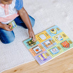 Melissa & Doug Wooden Hide & Seek Activity Board – Montessori Busy Board with Hinges, Doors & 9 Wooden Magnetic Puzzles, Educational Preschool Learning Toy for Toddlers & Kids Ages 3+