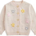 Simplee kids Baby Girl Thin Sweater Solid White Pink Cardigans for Toddler 0-3Years