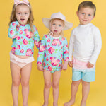 RUGGEDBUTTS Boys UPF50+ Sun Protection Striped Color Block Swim Trunks - Beach Bound, 6-12m