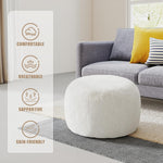 Gericco Round Stuffed Pouf Ottoman for Foot Rest, A Round Modern Foam Filled Poufs, Floor Chair for Living Room, Nursery, Dorm, A Soft Modern Foot Stool Perfect to Rest Your Feet (White, 20Inch)