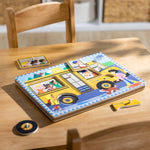 Melissa & Doug The Wheels on The Bus Song Puzzle – 8-Piece Wooden Peg Puzzle with Light-Activated Sounds, Music Learning Toy for Toddlers and Preschoolers Ages 2+