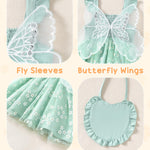 Baby Girl Clothes 6 9 12 Months Toddler Girl Boho Dress Summer Baby Butterfly Short Sleeve Fancy Ruffle Dress Cute Outfit Childrens Clothes with Bag