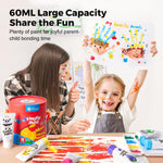 Jar Melo Washable Finger Paints for Toddlers, 7 Colors Large Capacity (2.1fl oz), Non Toxic Baby Paint for Hand and Feet, Safe Art Supplies, Preschool Learning Gifts for Kids Age 2+