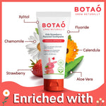 Botao Kids Natural Strawberry Flavored Anticavity Fluoride Toothpaste Maximum Cavity Protection Cleans Children’s Teeth Protects Gums Chamomile Aloe Vera Calendula Xylitol for Ages 2 and Up