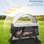 Lilian&Gema 2-in-1 Travel Crib, Portable Crib with Backpack, Lightweight Baby Travel Playpen, Foldable Play Yard with Thick Mattress for Babies & Toddlers, Baby Travel Essential