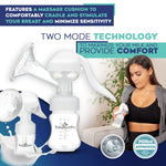 BabyBuddha Manual Breast Pump, Single Hand Expression Breastmilk Pump, Cordless and Portable, No Batteries or Power Needed, Soft Silicone Massage Cushion, BPA Free, Quiet, Dishwasher Safe, 1 Pack