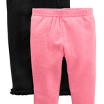 Simple Joys by Carter's Baby Girls' 4-Pack Pant, Black/Grey Hearts/Pink/White Floral, Preemie