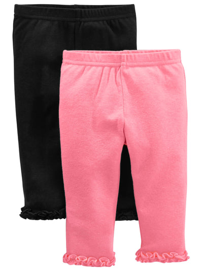 Simple Joys by Carter's Baby Girls' 4-Pack Pant, Black/Grey Hearts/Pink/White Floral, Preemie