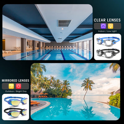 Braylin Swim Goggles, 2-Pack Swimming Goggles, Anti Fog, No Leaking For Adult Women Men Youth