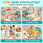 VZO Baby Gyms Play Mats, Infant Play Mat and Activity Gym, Baby Play Piano Gym Mat, Play Mats for Babies Newborns and Toddlers, Tummy Time Activity Mat Toys 0-3-6-12 Months (Green)