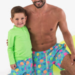 RUGGEDBUTTS Boys UPF50+ Stretch Neon Swim Trunks - Neon Jelly Time, 3-6m