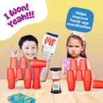 Gamie Stacking Cups Game for Kids - Set Includes 24 Cups, 18 Fun Challenging Cards, and Water Timer - Family Games for Kids and Adults, Indoor Recess Game for Classroom, Gifts for Boys and Girls