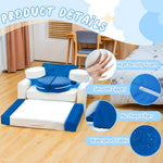 Stmoze 13PCS Modular Kids Play Couch, Kids Couch with Washable Velvet Cover, 5 Seconds Instant Expansion,Convertible Foam and Floor Cushion for Nursery Playroom, Blue & Beige
