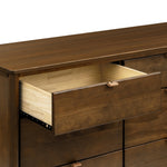 Babyletto Bondi 6-Drawer Assembled Dresser in Natural Walnut with Vegan Leather Drawer Pulls, Greenguard Gold Certified