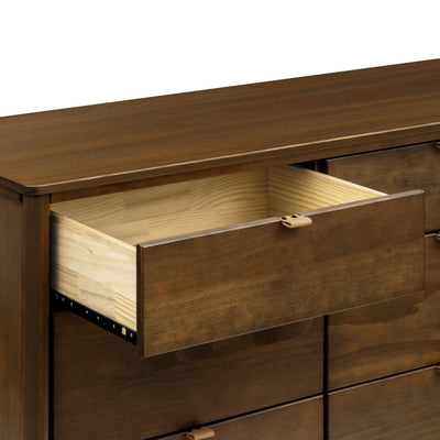 Babyletto Bondi 6-Drawer Assembled Dresser in Natural Walnut with Vegan Leather Drawer Pulls, Greenguard Gold Certified