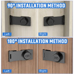 MeBantoo Household Cabinet Password Hasp Locks, Cabinet Locks with Combination, Door Security Slide Latch for Small Barn Doors, Bathroom, Outdoor, Garden (Black)