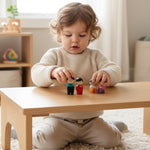 PlanToys® PlanWorld Family Set | 4 Wooden Poseable Figures for PlanCity & PlanWorld Playsets | Montessori Pretend Play Family with Flexible Arms & Legs | Eco-Friendly Sustainable Wooden Toy for Kids