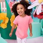 Garanimals Baby & Toddler Girl Solid Tees - Short Sleeve Tees - Kid's Casual Crew Neck - Size 3-6 Months - White, Blue, Pink - 4 Pack