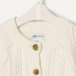 Amazon Essentials x Sofia Grainge Unisex Babies' Cable Knit Fisherman Cardigan Sweater, Ivory, 18 Months
