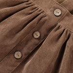 One opening Cute Baby Girl Corduroy Skirt Dress Infant Toddler Suspender Straps Casual Skirt Sundress Spring Summer Clothes (Brown, 1-2T)
