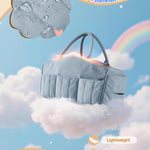 Marscamd Quilted Baby Diaper Caddy with Detachable Dividers and Wipes Pocket, Lightweight Baby Caddy Organizer with Handles and 8 Pockets for Baby Stuff, Dusty Blue