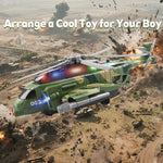 victob Helicopter Military Toy - Airplane with Lights and Music, Bump and Go Airplane Toys for Toddlers Boys Girls 3 4 5 6 7 8 Years Old, Easter Birthday Gift Toy for Kids