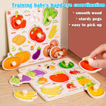 8Pcs Wooden Puzzle for Toddler 1-3, Peg Puzzles for Toddler 2-4, Montessori Learning Toys with Animals, Dinosaur, Fruits & More, Preschool Puzzle Set Educational Toys Toddler Gifts for Girls Boys