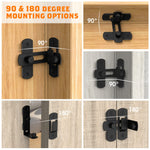 4 Packs 90 Degree Flip Barn Door Lock Latches, Matte Black Stainless Steel Gate Latch Security Door Latch for Barn Door, Pet Door, Bathroom, Cabinet Closet, Window, Sliding Door Lock