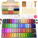 Polymer Clay 50 Colors, Modeling Clay for Kids DIY Starter Kits, Oven Baked Model Clay, Non-Sticky Molding Clay with Sculpting Tools, Gift for Children and Artists (50 Colors A)