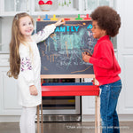 Melissa & Doug Deluxe Magnetic Standing Art Easel with Chalkboard, Dry-Erase Board, and 39 Letter and Number Magnets - FSC Certified