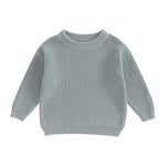 Yoawdats Toddler Baby Girl Boy Long Sleeve Knit Sweater Cute Round Neck Pullover Fall Winter Warm Tops Clothes (Grey Green, 0-3 Months)