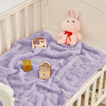 Yurhap Fleece Baby Blanket Heart Checkered Blanket, Ultra Soft Cozy Baby Blankets for Girls Boys, Fluffy Infant Toddler Newborn Receiving Blankets for Crib Stroller 30”×40” (Purple)