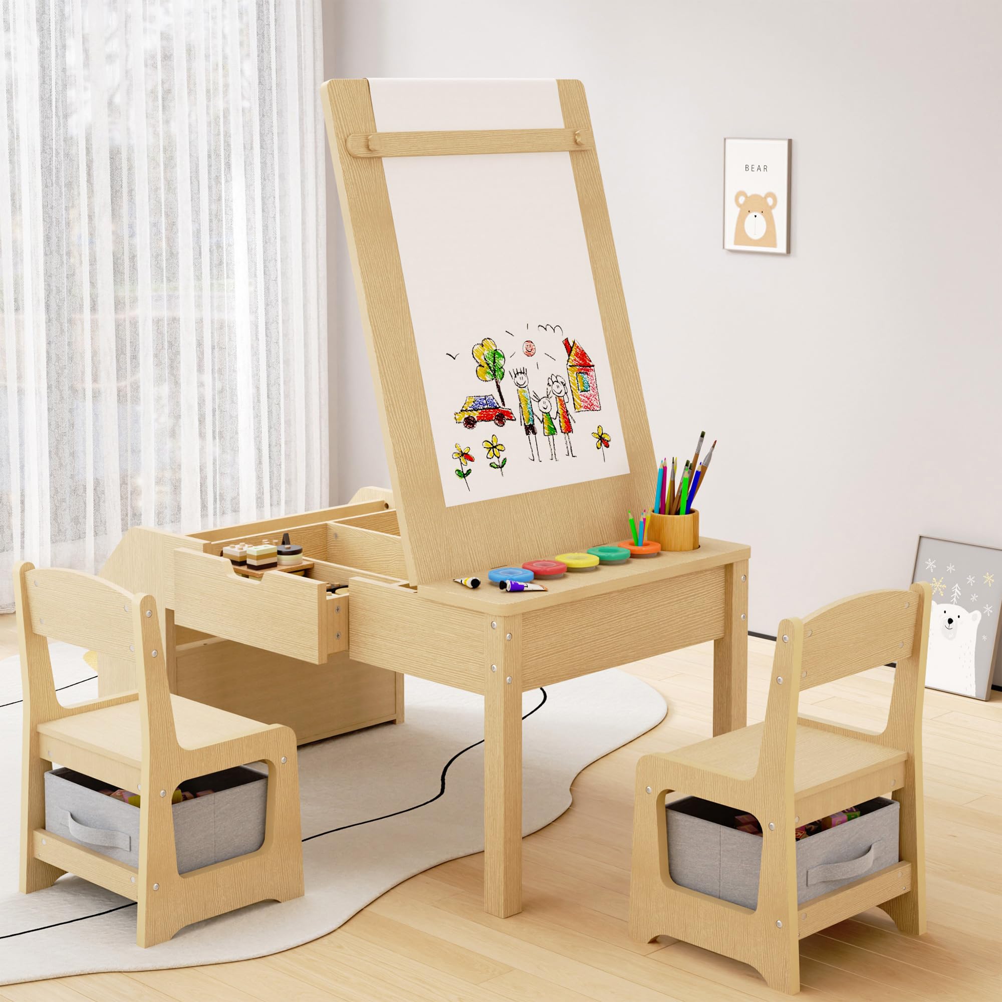 5-in-1 Kids Art Table and Chairs, Toddler Table - Art & Drawing Toys ...