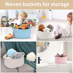 Happyiren Medium Woven Cotton Rope Basket with Handle Empty Decorative Gift Basket for Baby Shower, Graduation, Father's Day, Nursery Storage 13" Dia x 8" W x 6" H