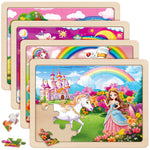 SYNARRY Large Unicorn Princess Fairy Wooden Puzzles for Girls Gift Box(12.2 * 9.4 in), 24 Pcs Puzzles for Kids Ages 4-6, Wood Puzzles for Kids Ages 3-5, Easter Basket Stuffers Gifts for Kids