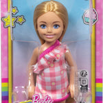 Barbie Chelsea Doll, Small Doll Wearing Removable Checked Dress & Pink Shoes with Blonde Hair & Blue Eyes