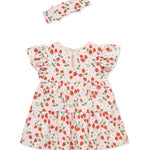 Little Me Clothes for Baby Girls' Strawberries Bodysuit Dress with Headband, ICY Pink/Bittersweet, 12 Months